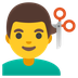 Cómo se ve el emoji Hombre cortándose el pelo en Google.