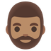 Cómo se ve el emoji Hombre: tono de piel medio y barba en Google.