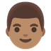 A quoi ressemblent les emoji Homme: peau légèrement mate sur Google.