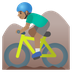 A quoi ressemblent les emoji Homme en VTT: peau légèrement mate sur Google.