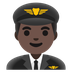 A quoi ressemblent les emoji Pilote homme: peau foncée sur Google.