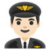 A quoi ressemblent les emoji Pilote homme: peau claire sur Google.