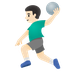 Cómo se ve el emoji Hombre jugando al balonmano: tono de piel claro en Google.