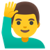 Cómo se ve el emoji Hombre con la mano levantada en Google.