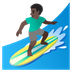 Cómo se ve el emoji Hombre haciendo surf: tono de piel oscuro en Google.