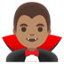 Cómo se ve el emoji Vampiro hombre: tono de piel medio en Google.