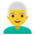 Bagaimana emoji Lelaki: rambut putih kelihatan di Google.