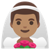 Bagaimana emoji Lelaki memakai vel: ton kulit sederhana kelihatan di Google.