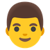 Cómo se ve el emoji Hombre en Google.