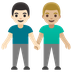 Cómo se ve el emoji Hombres de la mano: tono de piel claro y tono de piel claro medio en Google.