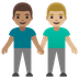 A quoi ressemblent les emoji Deux hommes se tenant la main: peau légèrement mate et peau moyennement claire sur Google.