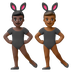 Hvordan Mænd med kaninører: mørk teint og medium til mørk teint emoji ser ud på Google.