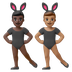 Hvordan Mænd med kaninører: mørk teint og medium teint emoji ser ud på Google.