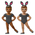 Hvordan Mænd med kaninører: medium til mørk teint og medium teint emoji ser ud på Google.