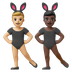 Hvordan Mænd med kaninører: medium til lys teint og mørk teint emoji ser ud på Google.
