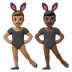 Hvordan Mænd med kaninører: medium teint og mørk teint emoji ser ud på Google.
