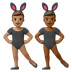 Hvordan Mænd med kaninører: medium teint og medium til mørk teint emoji ser ud på Google.