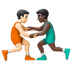 Hvordan Mandlige brydere: lys teint og mørk teint emoji ser ud på Google.