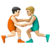 Hvordan Mandlige brydere: lys teint og medium til lys teint emoji ser ud på Google.