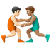 Hvordan Mandlige brydere: lys teint og medium teint emoji ser ud på Google.