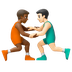 Hvordan Mandlige brydere: medium til mørk teint og lys teint emoji ser ud på Google.