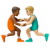 Hvordan Mandlige brydere: medium til mørk teint og medium til lys teint emoji ser ud på Google.