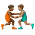 Hvordan Mandlige brydere: medium til mørk teint og medium teint emoji ser ud på Google.