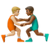 Hvordan Mandlige brydere: medium til lys teint og medium til mørk teint emoji ser ud på Google.