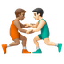 Hvordan Mandlige brydere: medium teint og lys teint emoji ser ud på Google.