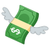 Cómo se ve el emoji Billete con alas en Google.