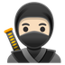 Hvordan Ninja: lys teint emoji ser ud på Google.