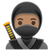 Bagaimana emoji Ninja: ton kulit sederhana kelihatan di Google.