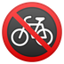 Cómo se ve el emoji Bicicletas prohibidas en Google.