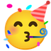 Cómo se ve el emoji Cara de fiesta en Google.