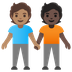 A quoi ressemblent les emoji Deux personnes se tenant la main: peau légèrement mate et peau foncée sur Google.