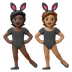 Hvordan Personer med kaninører: mørk teint og medium teint emoji ser ud på Google.