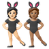 Hvordan Personer med kaninører: lys teint og medium teint emoji ser ud på Google.