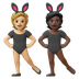 Hvordan Personer med kaninører: medium til lys teint og mørk teint emoji ser ud på Google.
