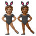 Hvordan Personer med kaninører: medium teint og medium til mørk teint emoji ser ud på Google.