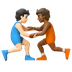 Hvordan Brydere: lys teint og medium til mørk teint emoji ser ud på Google.