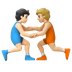 Hvordan Brydere: lys teint og medium til lys teint emoji ser ud på Google.