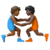 Hvordan Brydere: medium til mørk teint og mørk teint emoji ser ud på Google.