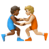 Hvordan Brydere: medium til mørk teint og medium til lys teint emoji ser ud på Google.