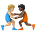 Hvordan Brydere: medium til lys teint og mørk teint emoji ser ud på Google.