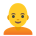 Cómo se ve el emoji Persona adulta: sin pelo en Google.