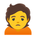 Bagaimana emoji Orang berkerut dahi kelihatan di Google.