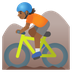 Hvordan Mountainbikerytter: medium til mørk teint emoji ser ud på Google.