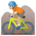 Hvordan Mountainbikerytter: medium til lys teint emoji ser ud på Google.