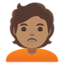 Bagaimana emoji Orang mencebik: ton kulit sederhana kelihatan di Google.