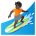 Cómo se ve el emoji Persona haciendo surf: tono de piel oscuro en Google.